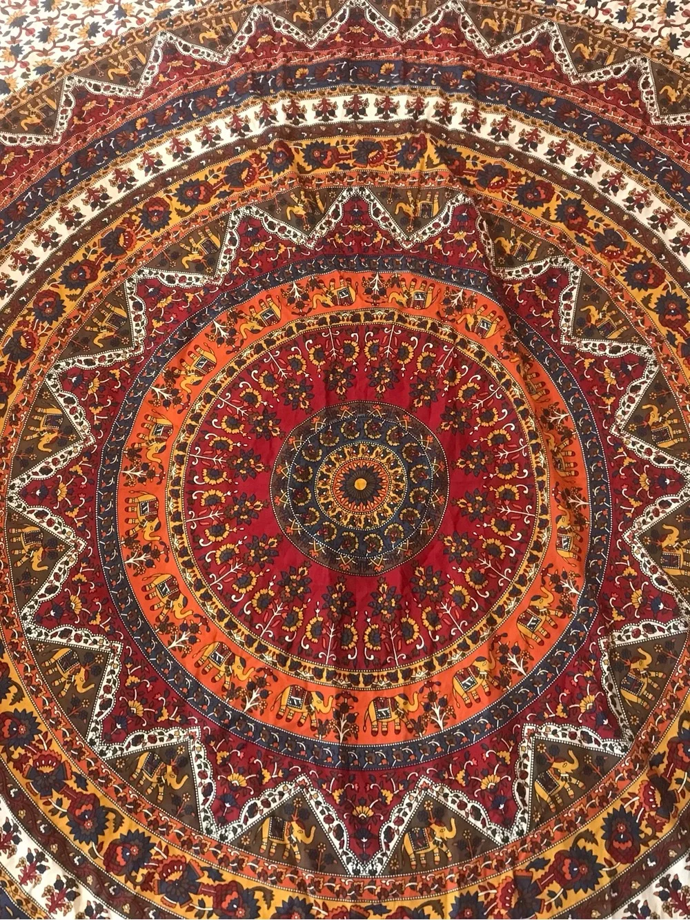 MT Red and Orange Mandala Bedspread Wall Hanging for Bedroom 54x84